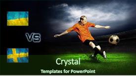  Presentation with soccer formation - Audience pleasing presentation theme consisting of friendly soccer match between ukraine backdrop and a tawny brown colored foreground