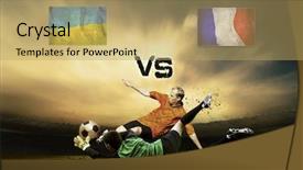  Presentation with soccer poster vintage - Cool new PPT layouts with friendly soccer match between ukraine backdrop and a yellow colored foreground