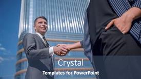  Presentation with business partner - Amazing PPT theme having thank shake - friendly young businessman shaking hands backdrop and a ocean colored foreground