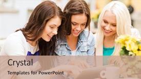  Presentation with internet cafe - Presentation featuring new friends - holidays tourism and internet background and a coral colored foreground