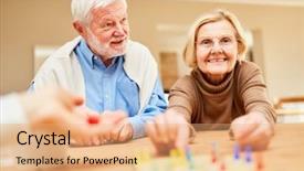  Presentation with board game - Audience pleasing PPT theme consisting of friends a board game backdrop and a coral colored foreground