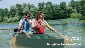  Presentation with gallatin river - Beautiful slides featuring friends-are-canoeing backdrop and a ocean colored foreground