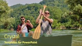  Presentation with friends - PPT theme enhanced with friends-are-canoeing background and a tawny brown colored foreground