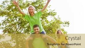  Presentation with building team - Slide deck having a team building event background and a yellow colored foreground