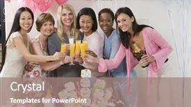  Presentation with pregnant woman - Amazing slide deck having friends at a baby shower backdrop and a coral colored foreground