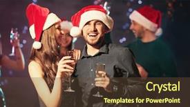  Presentation with night club - Presentation theme with friends at christmas party in night club background and a tawny brown colored foreground