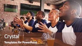  Presentation with sports bar - Presentation theme enhanced with friends at counter in sports background and a tawny brown colored foreground