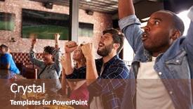  Presentation with sports bar sports bar - Audience pleasing PPT theme consisting of friends at counter in sports backdrop and a tawny brown colored foreground