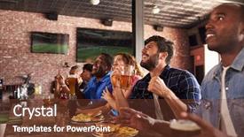  Presentation with sports bar sports bar - PPT theme enhanced with friends at counter in sports background and a tawny brown colored foreground