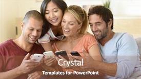  Presentation with connecting people - Beautiful slides featuring wifi bluetooth - friends at home playing backdrop and a tawny brown colored foreground
