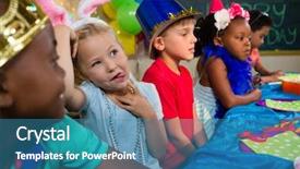  Presentation with part time job during studies - Amazing presentation having friends at table during party backdrop and a  colored foreground