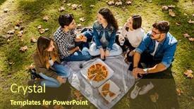  Presentation with picnic - Colorful theme enhanced with friends at the park making a picnic backdrop and a tawny brown colored foreground