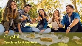  Presentation with picnic - Audience pleasing presentation consisting of friends at the park making a picnic backdrop and a tawny brown colored foreground