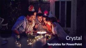  Presentation with candles - Colorful slide set enhanced with friends-blowing-birthday-candles-together backdrop and a wine colored foreground