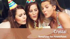  Presentation with birthday cake - Audience pleasing presentation consisting of friends blowing candles on birthday backdrop and a coral colored foreground