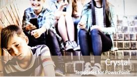  Presentation with school bullying - Cool new slides with friends bullying a sad boy backdrop and a coral colored foreground