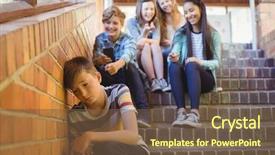  Presentation with school-bullying - Slide deck consisting of adolescent development - school friends bullying a sad background and a tawny brown colored foreground