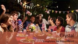  Presentation with 4th july - Slide deck with friends celebrating 4th of july background and a red colored foreground