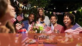  Presentation with 4th july - Audience pleasing slide deck consisting of friends celebrating 4th of july backdrop and a red colored foreground