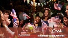  Presentation with 4th july - Audience pleasing slide deck consisting of friends celebrating 4th of july backdrop and a red colored foreground