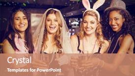  Presentation with bachelorette - Beautiful slides featuring friends celebrating bachelorette party backdrop and a coral colored foreground