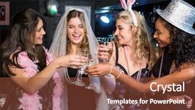  Presentation with bachelorette - PPT layouts enhanced with friends celebrating bachelorette party background and a tawny brown colored foreground
