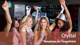  Presentation with bachelorette - Colorful presentation theme enhanced with friends celebrating bachelorette party backdrop and a red colored foreground