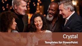  Presentation with aged - Theme enhanced with friends celebrating birthday in bar background and a tawny brown colored foreground