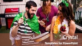  Presentation with friends - Beautiful PPT theme featuring friends celebrating st patricks day backdrop and a tawny brown colored foreground