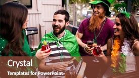  Presentation with friends - Cool new PPT theme with friends celebrating st patricks day backdrop and a tawny brown colored foreground