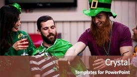  Presentation with friends - Slides having friends celebrating st patricks day background and a tawny brown colored foreground
