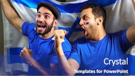  Presentation with israel flag - Amazing PPT layouts having friends celebrating with israel flag backdrop and a royal blue colored foreground