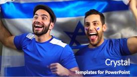  Presentation with israel flag - Slides enhanced with friends celebrating with israel flag background and a royal blue colored foreground