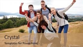  Presentation with summit - Slide deck consisting of friends cheer at the summit background and a coral colored foreground