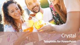  Presentation with summer party - Theme consisting of friends cheering up with drink background and a coral colored foreground