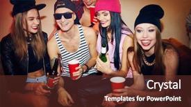  Presentation with student housing - PPT theme consisting of student housing - friends chilling at club party background and a tawny brown colored foreground