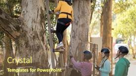  Presentation with climbing stairs - Audience pleasing slide set consisting of friends-climbing-on-tree backdrop and a tawny brown colored foreground