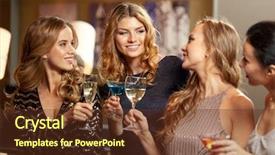  Presentation with night club - Presentation consisting of friends clinking glasses at night background and a tawny brown colored foreground