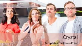  Presentation with gender and domestic violence - Audience pleasing PPT theme consisting of friends cooking spaghetti and meat backdrop and a coral colored foreground