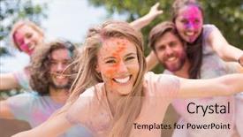  Presentation with paint powder - Beautiful slide set featuring friends covered in powder paint backdrop and a  colored foreground
