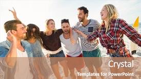  Presentation with dancing - Amazing slide deck having friends dancing on the beach backdrop and a  colored foreground