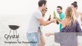  Presentation with dancing - Cool new presentation theme with friends dancing on the beach backdrop and a light gray colored foreground