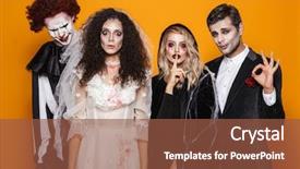  Presentation with scary halloween - Slide deck featuring friends dressed in scary background and a tawny brown colored foreground