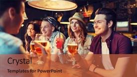  Presentation with wireless communication concept - Cool new theme with friends drinking beer and cocktail backdrop and a  colored foreground