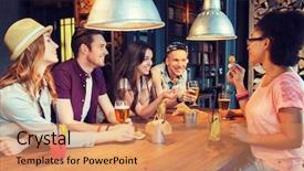  Presentation with people talking - Cool new presentation design with friends drinking beer and cocktail backdrop and a coral colored foreground