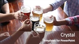  Presentation with pub - Presentation design enhanced with friends drinking beer in pub background and a tawny brown colored foreground