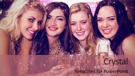  Presentation with champagne gold - Slide deck with friends drinking champagne against gold background and a coral colored foreground