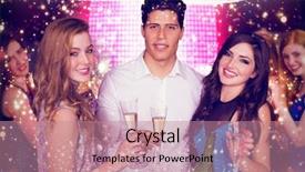  Presentation with champagne gold - Cool new presentation theme with friends drinking champagne against gold and red lights backdrop and a coral colored foreground