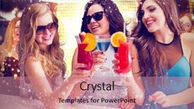  Presentation with red gold - Audience pleasing theme consisting of friends drinking cocktails against gold and red lights backdrop and a coral colored foreground