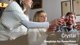  Presentation with friends eating and drinking wine - Slide set featuring ros - friends drinking wine at party background and a  colored foreground